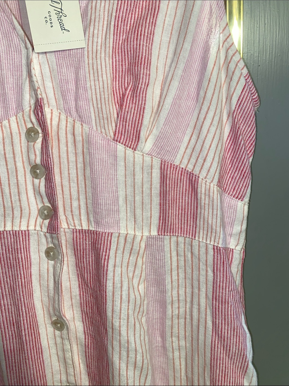 Universal Thread Pink and White Striped Button-Front Maxi Dress - Picture 5 of 7